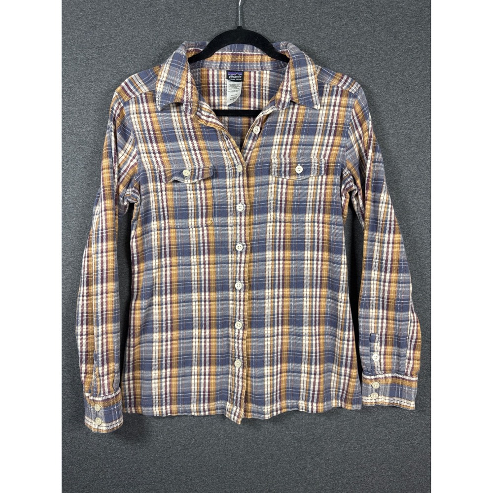 Patagonia Women Organic Cotton Plaid Flannel Button Down Shirt 4 western preppy